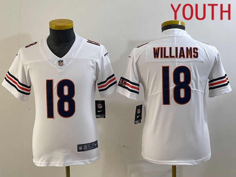 Youth Chicago Bears #18 Williams White Second generation 2024 Nike Limited NFL Jersey style 1->baltimore orioles->MLB Jersey